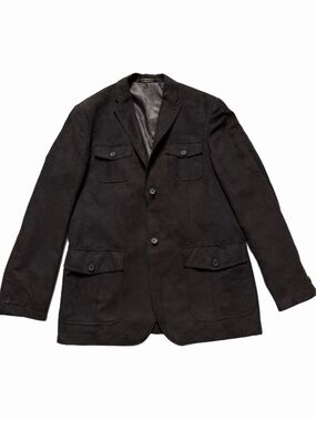 Perry Ellis Men’s Dark Chocolate Brown Faux Suede Safari Blazer Sports Coat 42 R